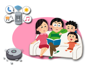 家族でスマートスピーカーを利用するイメージ画像